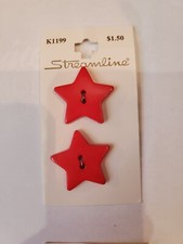 Vtg Streamline Red Star Buttons Shank Back Patriotic Made in USA 28mm