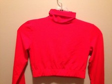 Danskin Team Essentials Premium Long Sleeve Turtleneck Cheer Crop Top ORANGE