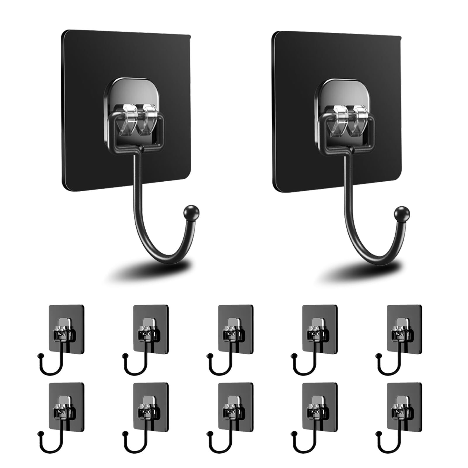12PCS Adhesive Hooks for Hanging Heavy Duty, Wall Hooks Sticky Hooks Waterpro...