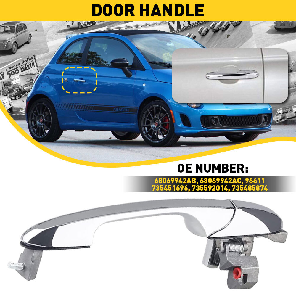 フィアット500 for Fiat 500 Door Handle Front Passenger Right Chrome Side RH Hand