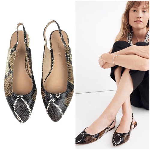 Margot Slingback Flat in Snake Embossed 