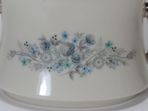 Lenox Repertoire China Sugar Bowl w/ Lid Blue Floral Band Platinum Silver Trim - Picture 3 of 11