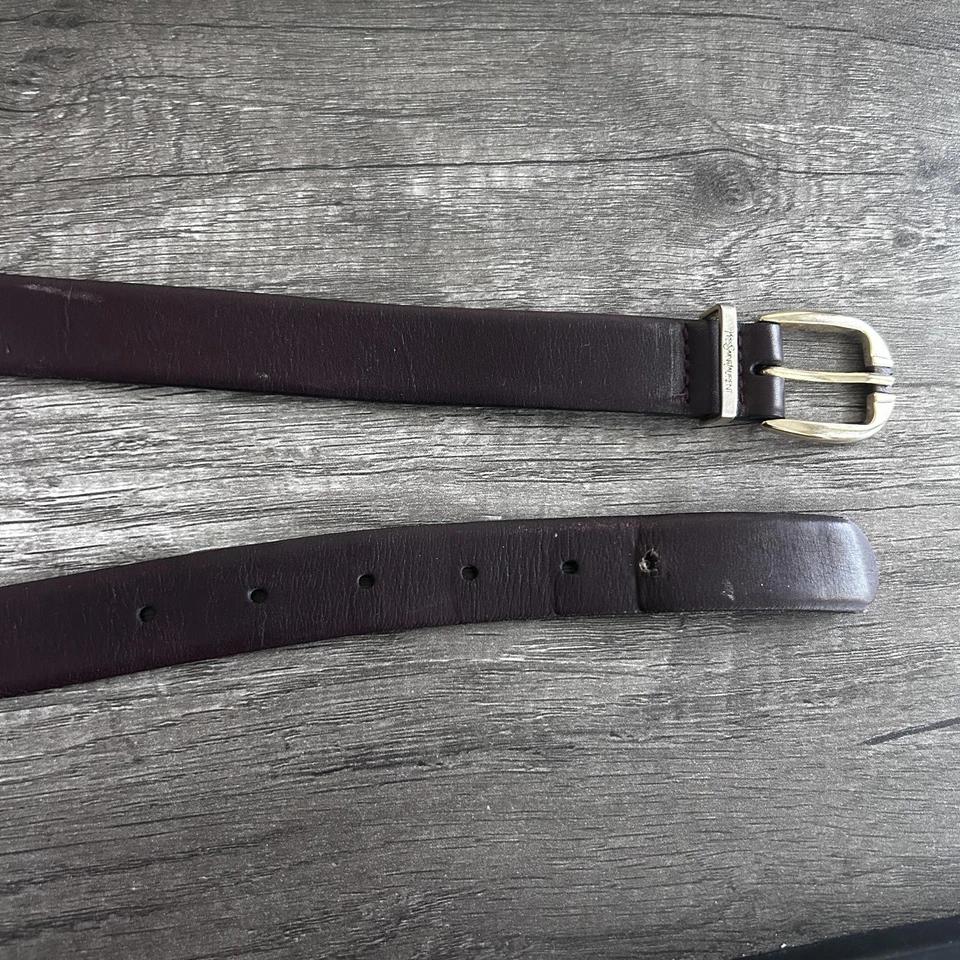 Yves Saint Laurent Belt Mens 32 Brown Full Grain Leather Gold Buckle 1214007 - Image 2 of 4