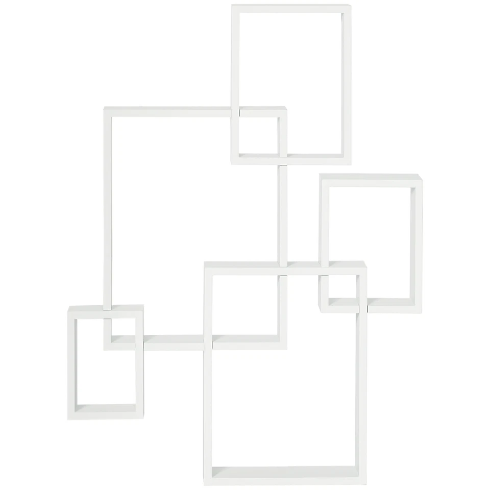 HOMCOM Floating Cube Shelves, Interlocking, Decoration, White , Refurbished