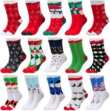 Womens Christmas Socks Bulk Gifts Stocking Stuffers Family 15 Pairs Holiday
