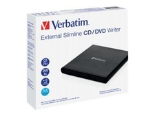 Verbatim Slimline External CD/DVD Burner Black Tray 53504