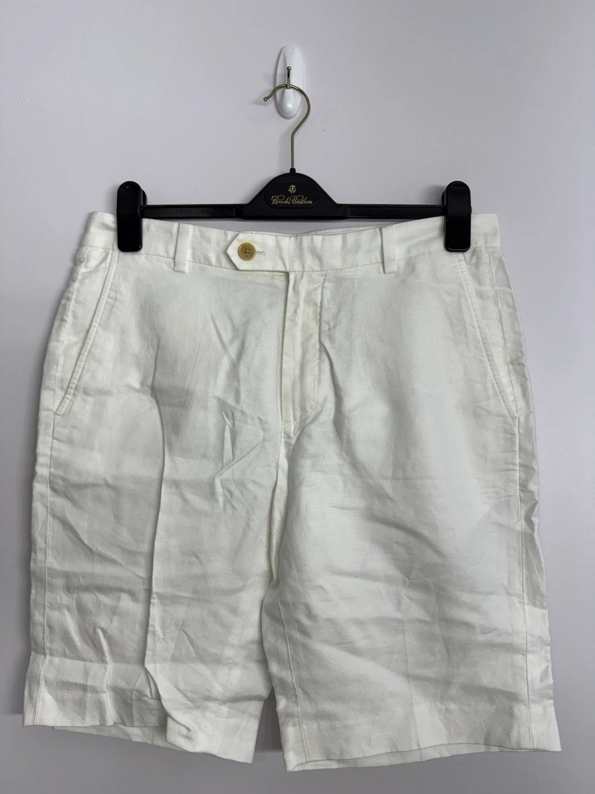 NWOT Brooks Brothers Linen Bermuda Shorts Size White 33 W 10” Inseam