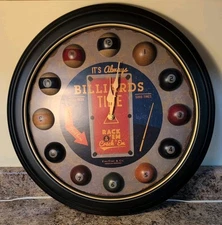 Retro Style Clock Billiards/Pool Ball Numbers Raised Game Room Decor