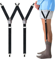 Men'S Shirt Stays Y-Style Shirt Tucking Thigh Garter Strap Socks Non-Slip Clamps