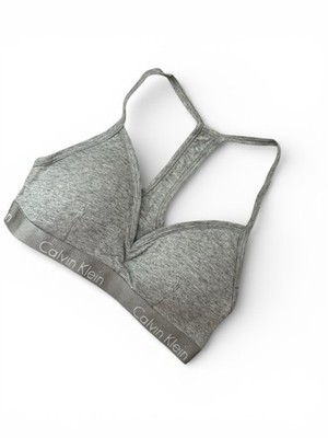 【NEW】Calvin Klein Women's Motive Cotton Lightly Lined Bralette QP16680-020 Gray