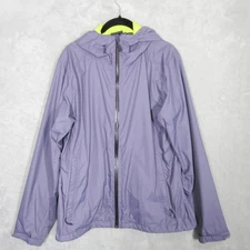Mountain Hardwear Women's Large Full Zip Hooded Rain Jacket Purple Lightweight