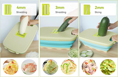 Tagliere Multifunzione,9 in 1 Tagliere Pieghevole, Tagliere Lavello Pieghevole C - Foto 4 di 12