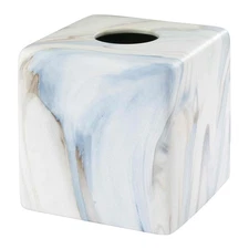 Resin Tissue Box Cover Blue Waves Bathroom Countertop Decor