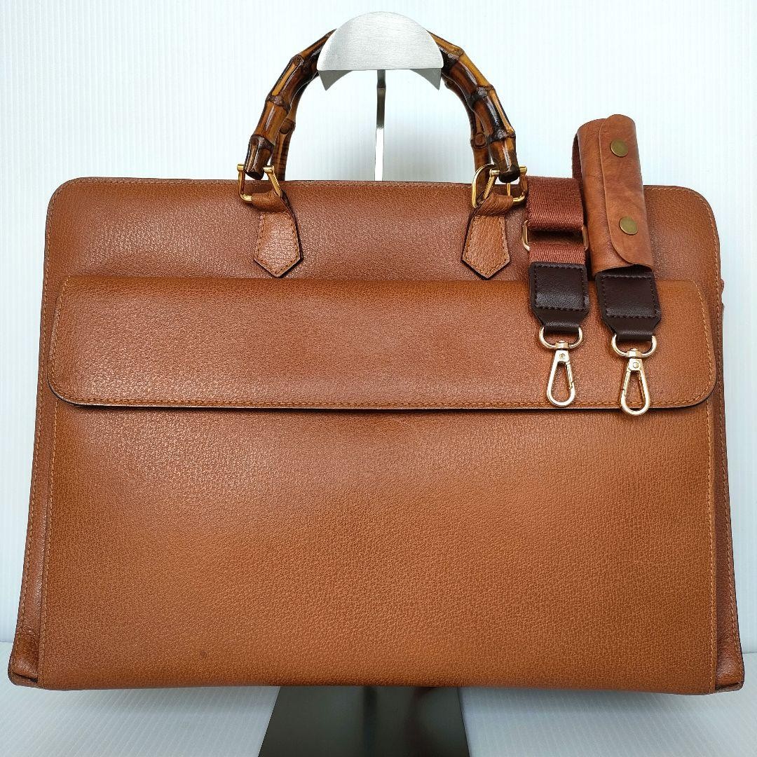 GUCCI Leather Brown 2Way Tote Bag Authentic G06243465 Stylish & Spacious