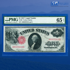 Fr.36 1917 $1 One Dollar "SAWHORSE REVERSE" Legal Tender, PMG GEM 65 EPQ #32616