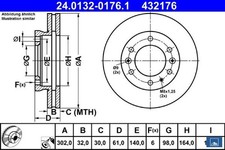 2x Bremsscheibe Ate 24.0132-0176.1 2 Bremsscheiben Vorderachse Vorne