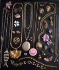 VTG Jewelry Lot Estate Gold Tone Locket Signed Trifari Costume Earrings 35pc Mix