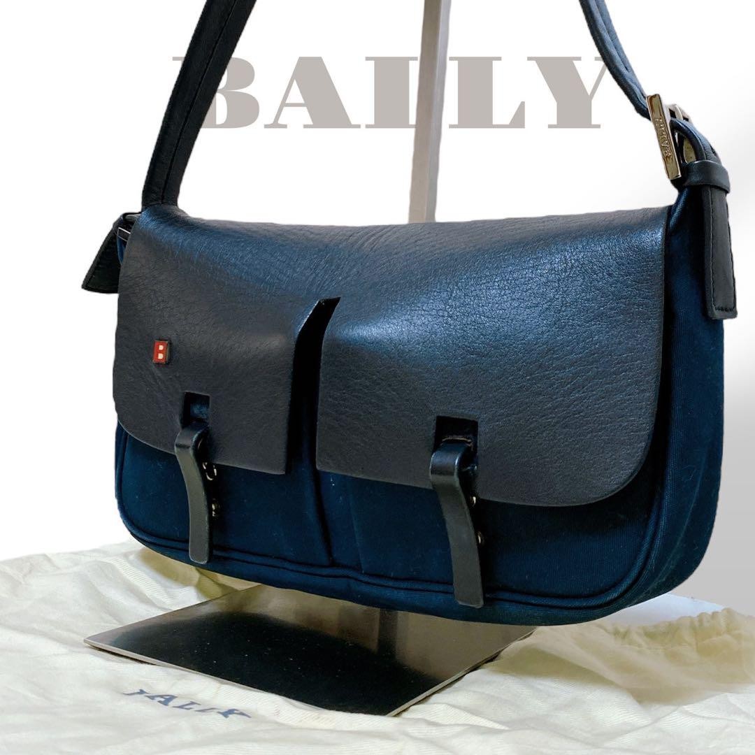SAINT LAURENT Bellissima borsa a tracolla BALLY in pelle tela e blu navy