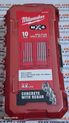 Milwaukee 49323557 SDS Plus MX4 4-Cut Drill Bit Set 5-12mm 10 Piece Kit