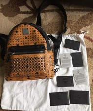 MCM MMK5SVE97 Stark Special Cognac / CO001 Pvc Mini Studded Backpack MSRP 1237 