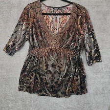Apt 9 Burnout Velvet Top 2X Floral Kimono Forest Fairy Brown Boho Whimsigoth