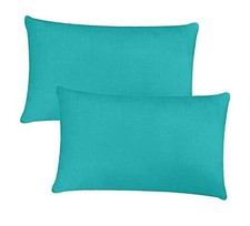 2PCS Outdoor/Indoor Throw Pillow Cover, Waterproof 20" x 12" Pack of 2 Teal