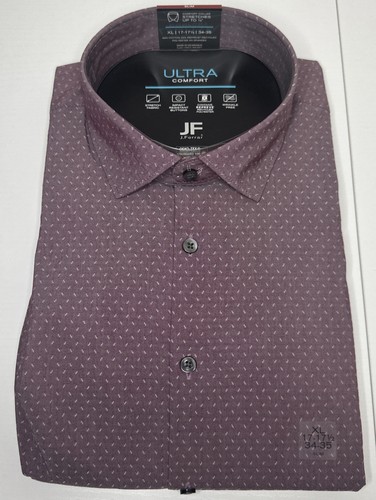 J. Ferrar Ultra Comfort Sukienka Koszula Męska XL Stretch Slim Burgundowa 17-17,5 34/35