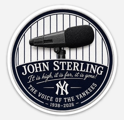 #ad 3” JOHN STERLING RADIO BROADCASTER STICKER quot;PATCHquot; DECAL NY YANKEES JERSEY 2026 $5.99