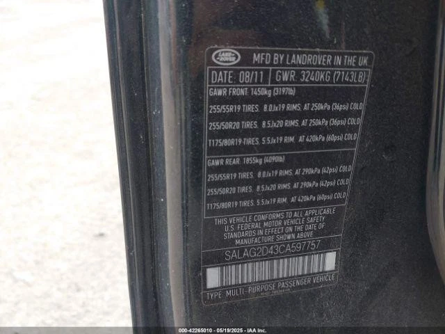 Used Right Sun Visor fits: 2012 Land rover Lr4 w/illumination Right Grade A - Image 2 of 4