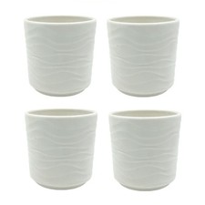 White Wavy Flower Pots Set of 4 PP Resin 8.7x8.7x9.6cm for Home Garden Use