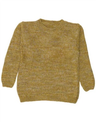 Vintage Herren U-Boot Ausschnitt Pullover Sweater Medium gelb gefleckt AP21