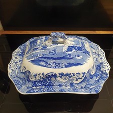 Spode Blue Italian Large Vegetable Tureen Made in England Traditional Coastal