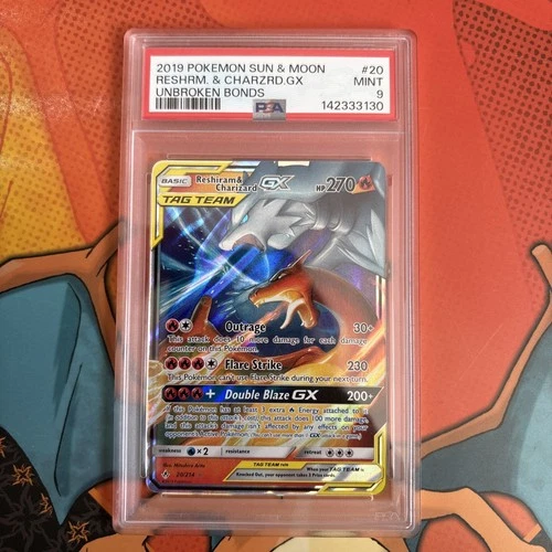 PSA 9 Reshiram & Charizard GX 20/214 Pokemon Reshiram Charizard Graded Card