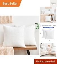 Throw Pillow Covers White Decorative Velvet Set of 2 18x18 Inch Pillow Covers...