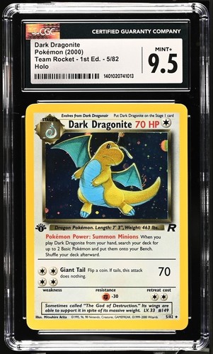 Dark Dragonite (1st Edition) graded CGC 9.5 for sale on eBay