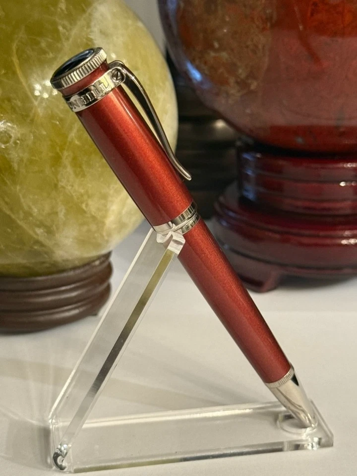 Caneta esferográfica Dunhill red laca sentryman banhada a paládio - Imagem 2 de 4