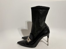 Vtg Alexander McQueen Black Leather Silver Bu...
