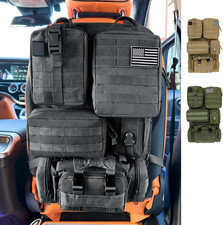 6 Pack Tactical MOLLE Car Seat Back Organizer - Universal Vehicle Storage Bag wi