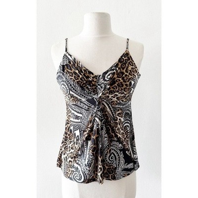 Vintage Cache Y2K Mixed Animal & Paisley Print Jersey Sleeveless Top Size Large
