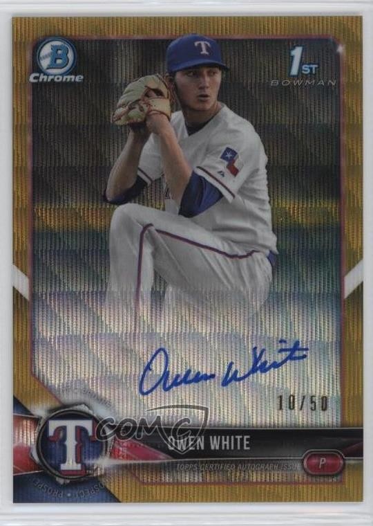 2018 Bowman Draft Chrome Pick Gold Wave Refractor 10/50 Owen White Auto 04at