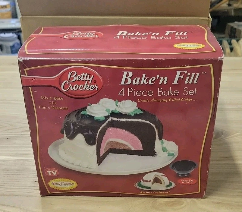 Betty Crocker Bake n Fill Cake Pan Set with Dome 4 Piece Bake Set - Open New