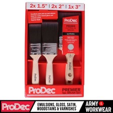 ProDec 6 Trade Synthetic Paint Brushes Set 1.5" 2" 3" | Free Woodworker Brush 