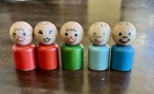 Vintage 1960s Fisher-Price Wood Straight-sided Little People Lot of 5 No Repeats