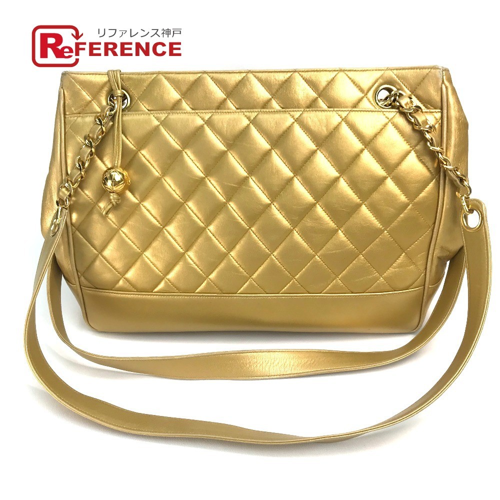 Chanel Cocoball Matelasse Bag Chain Tote Shoulder Lambskin Women'S Gold Hardware