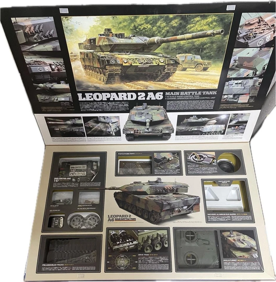 Tamiya 1/16 Electric RC Tank German Leopard 2A6 Full Operation Set Unassembled - Image 2 of 4