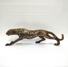 Large Leopard Metal Statue Jaguar Panther 19 in Lion Brass Antique Finish