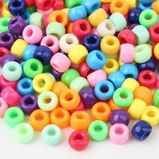 200Pcs Acrylic Round Beads with Large Hole, 9 x 6mm Assorted Color Spacer Beads