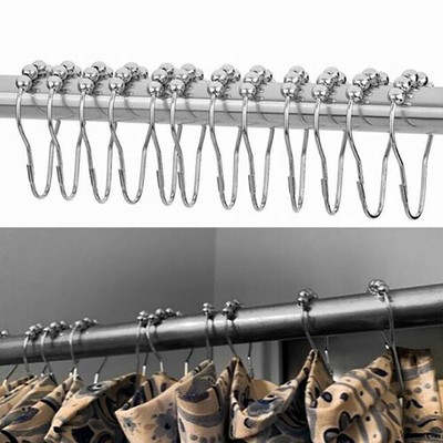 Duschvorhangringe Easy Roller aus gebürstetem Nickel: 12 rostfreie