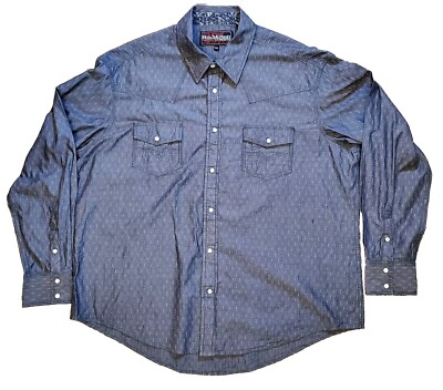 Rock Roll Cowboy Men's Long Sleeve Pearl Snap Button Up Shirt Size 2XL  Gray