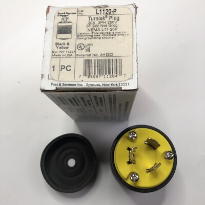 Pass Seymour  L-1120P Twist Turn Locking  Plug NEMA L11-20P 20A 250V 3 Ph